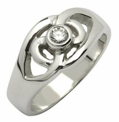 14kt White Gold Diamond Set Celtic Ring (1 x .10 ct.) Brilliant Cut Diamond