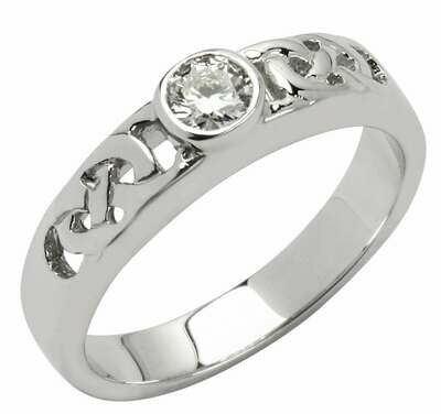 14kt White Gold Celtic Solitaire Ring (1 x .25 ct.) Brilliant Cut Diamond