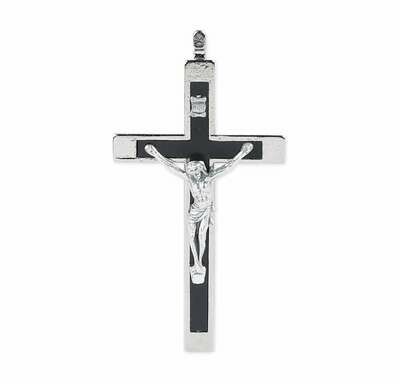 3  1/2&quot; Black Inlay Crucifix