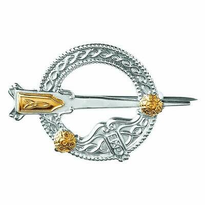 Sterling Silver Traditional Tara Brooch with 18K Gold Beading- Medium