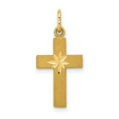 14kt Gold Small Diamond-Cut Cross Pendant