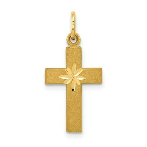 14kt Gold Small Diamond-Cut Cross Pendant