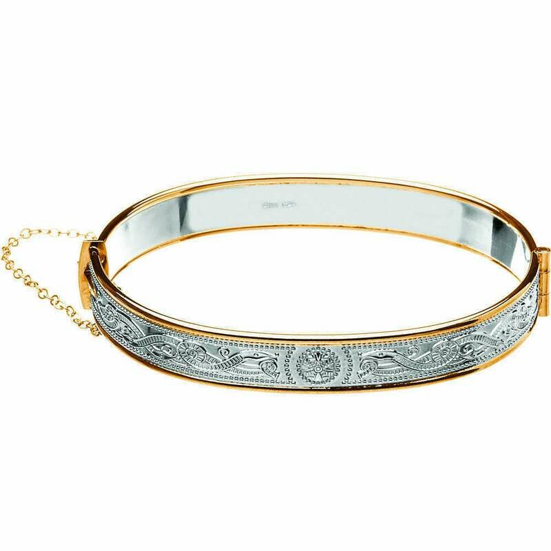 Sterling Silver Celtic Warrior® Bangle with Rolled Gold Trims