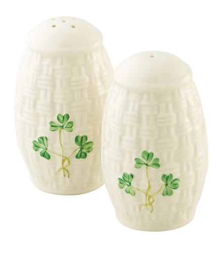 Belleek Shamrock Salt and Pepper Set