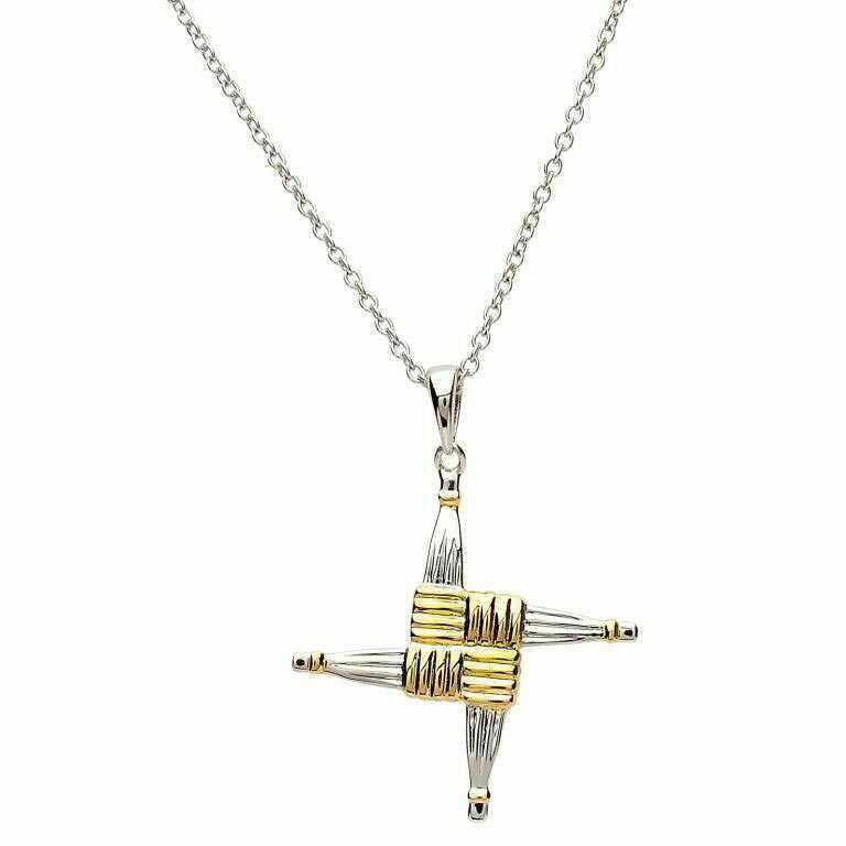 Sterling Silver St. Brigid Cross on a 18&quot; Sterling Silver Chain