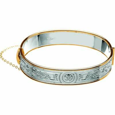 Celtic Warrior® Sterling Silver Bangle with Rolled Gold Trims