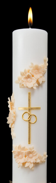 Holy Matrimony- Center Candle Only, Gold and Cream