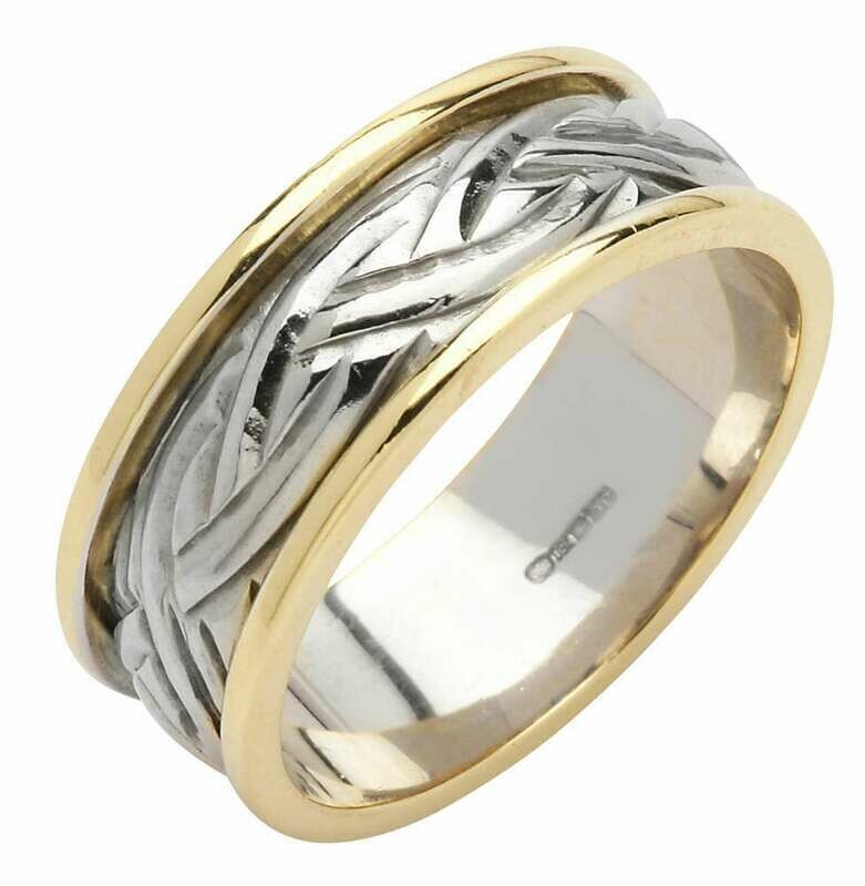 Mens 14kt Gold Two Tone Narrow Dome Livia Wedding Band