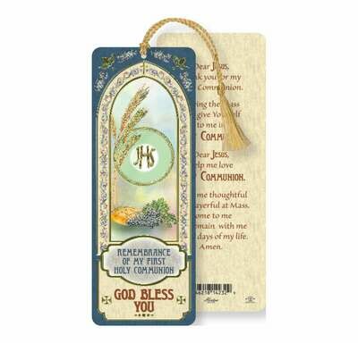 Laminated Tasseled Bookmark- Holy Communion