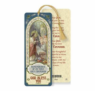 Laminated Tasseled Bookmark- Communion Girl