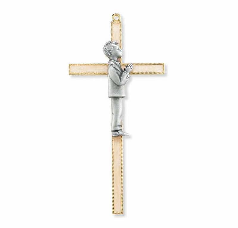 7&quot; Communion Boy Gold Pearlized Cross