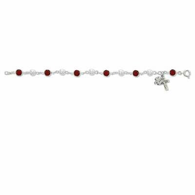 Adult Red/Pearl Holy Spirit Rosary Bracelet
