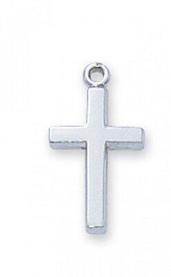 Sterling Silver Mini Cross on a 16&quot; Rhodium Plated Chain