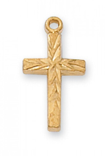 Gold Plated Very Small Accented Cross on a 16&quot; Gold Plated Chain