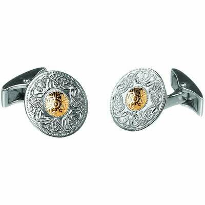 Sterling Silver Celtic Warrior® Shield Cufflinks with 18K Gold Bead- Small