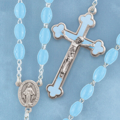 Adult Rosary Oval Bead Blue