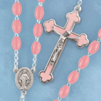 Oval Bead Rosary- Pink