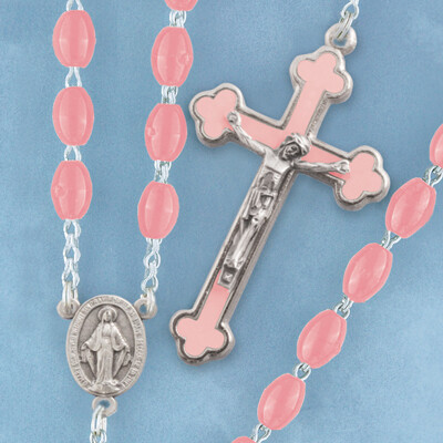 Adult Rosary Oval Bead Pink