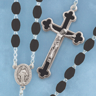 Adult Rosary Oval Bead Black