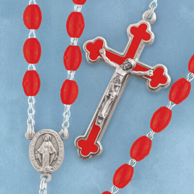Adult Rosary Oval Bead Red