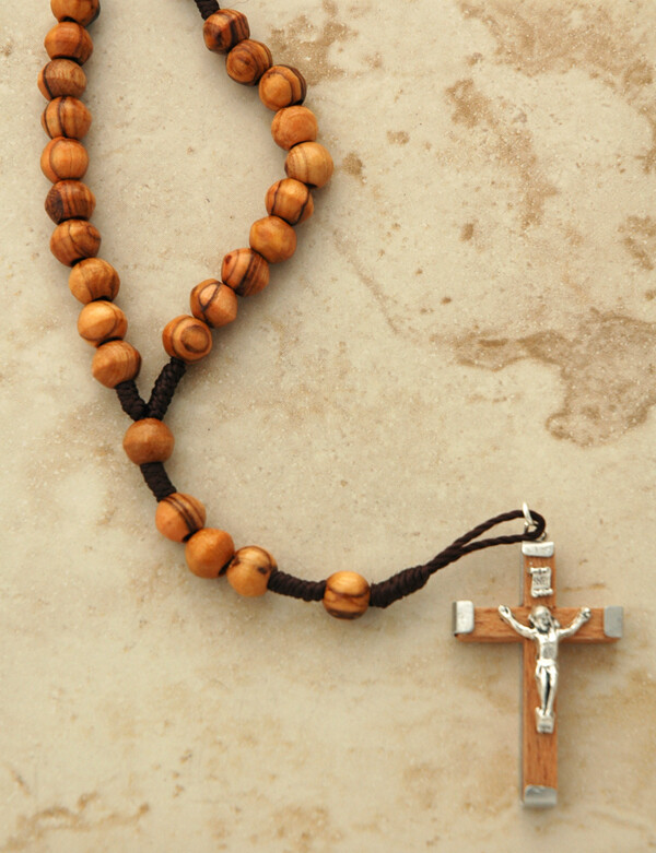 Holy Land Olive Wood Rosary on Cord