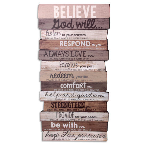 Believe Stacked Wood Plaque