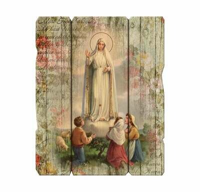 Our Lady of Fatima with Children Laser Cut Wooden Wall Plaque