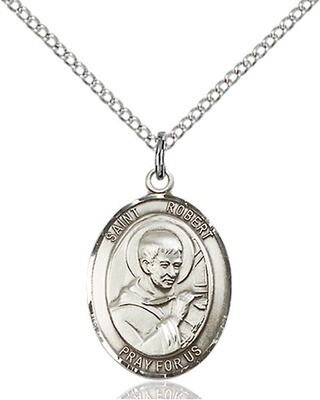 Sterling Silver St. Robert Bellarmine Pendant on an 18" Light Rhodium Curb Chain with a Clasp