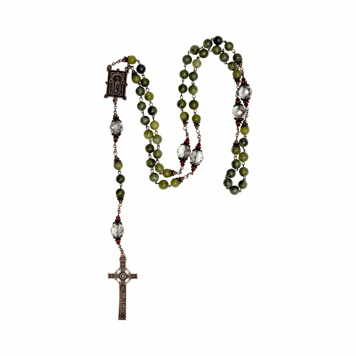 Book of Kells Connemara Marble and Cooper Finish Rosary Beads