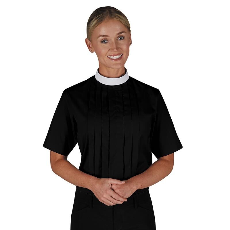 R.J. Toomey™ Women&#39;s Black Neckband Short Sleeve Blouse