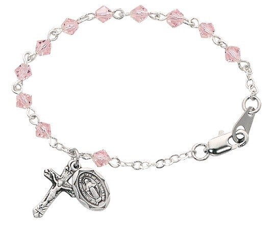 5.5&quot; Pink Baby Rosary Bracelet