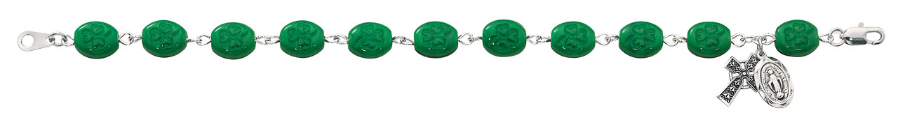 Adult Green Shamrock Rosary Bracelet