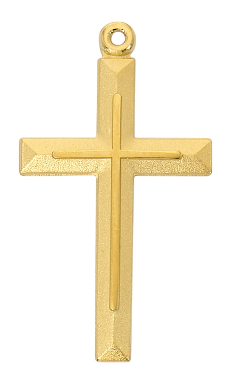 Gold Plated Line Cross on a 24" Gold Plated Chain