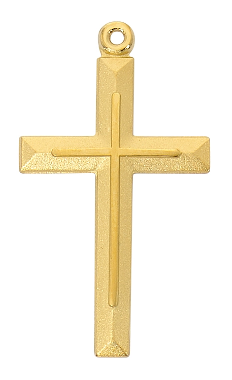 Gold Plated Line Cross on a 24&quot; Gold Plated Chain