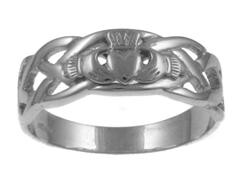 Mens Sterling Silver Celtic Claddagh Ring Disc.