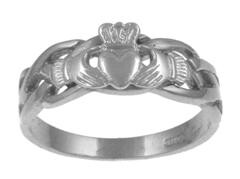 Ladies Sterling Silver Celtic Claddagh Ring Disc.