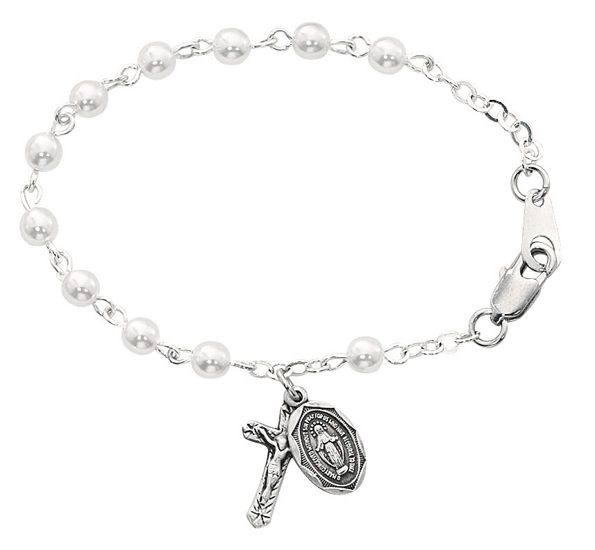 Pearl Baby Rosary Bracelet- 5.5"