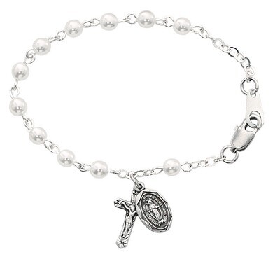 Pearl Baby Rosary Bracelet- 5.5"