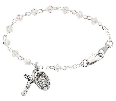 Crystal Baby Rosary Bracelet- 5.5"