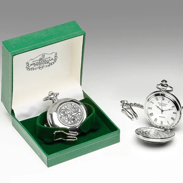 Mullingar Pewter Pocket Watch Celtic Spiral Design