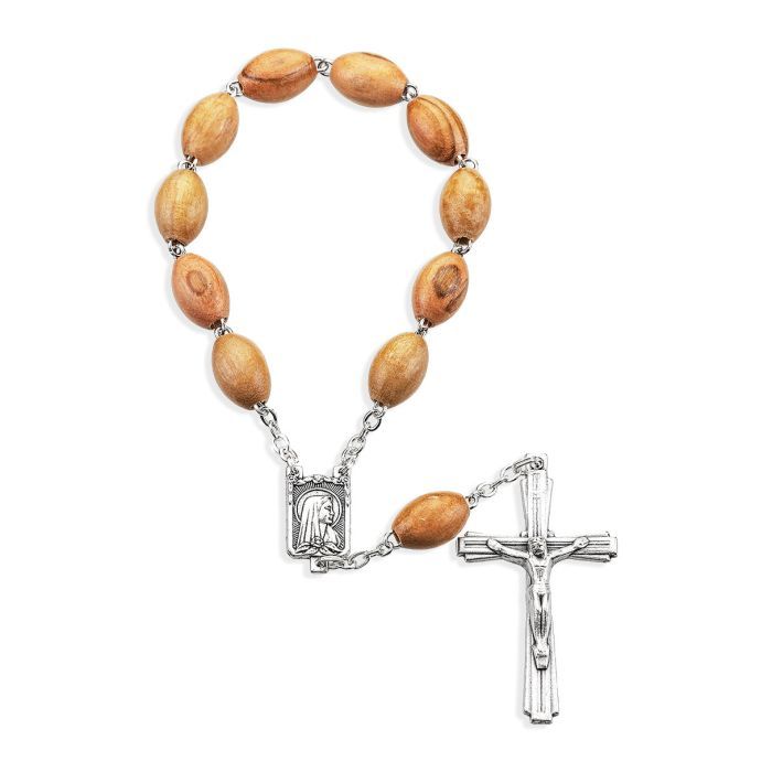 One Decade Olive Wood Bead Rosary