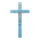 7&quot; Pearlized Blue Cross with Fine Pewter Corpus