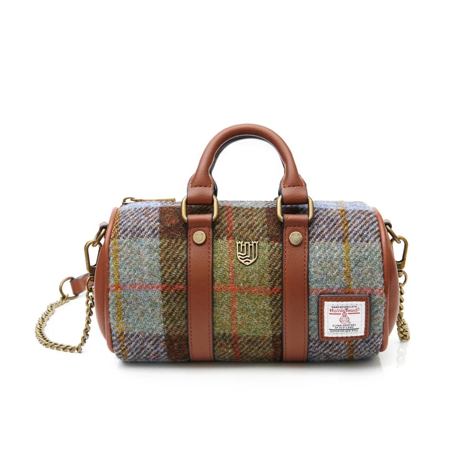 Harris Tweed® Mini Duffel Bag- Chestnut-Blue Tartan