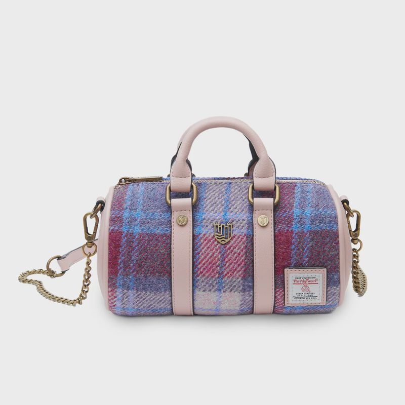 Harris Tweed® Mini Duffel Bag- Pink and Blue Tartan