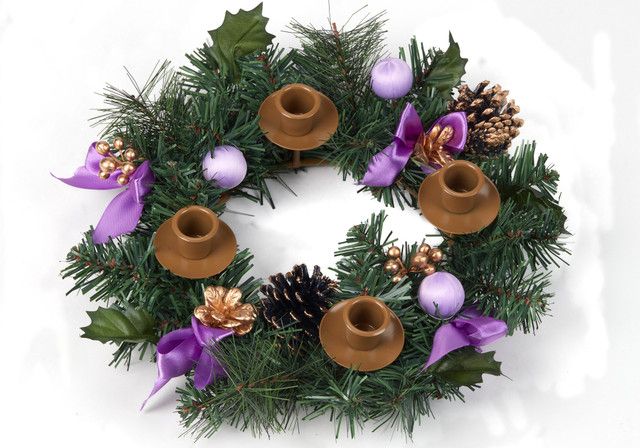 Purple Ribbon Advent Wreath
