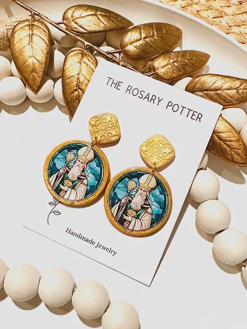Saint Patrick Large Round Earrings
