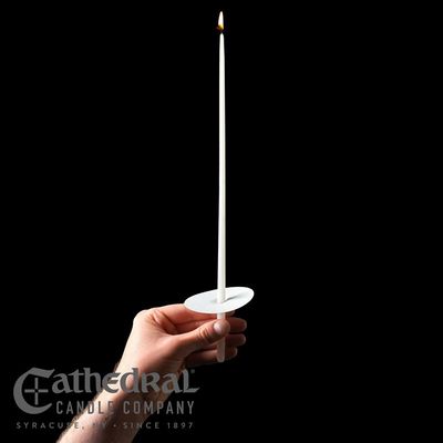 Congregational Tapers 14&quot; Stearine, Box of 100pcs &amp; Paper Drip Protectors