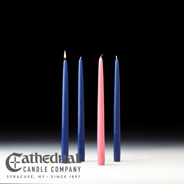 12&quot; Advent Candles, 4 Piece Set, 3 Blue/1 Rose