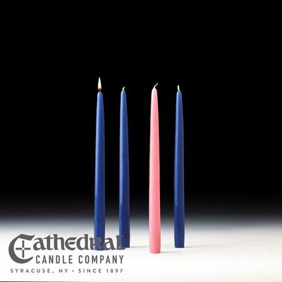 12&quot; Advent Candles, 4 Piece Set, 3 Blue/1 Rose