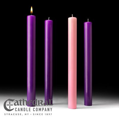 Church Advent Candle Set- 51% Beeswax, 1.5&quot; x 16&quot;